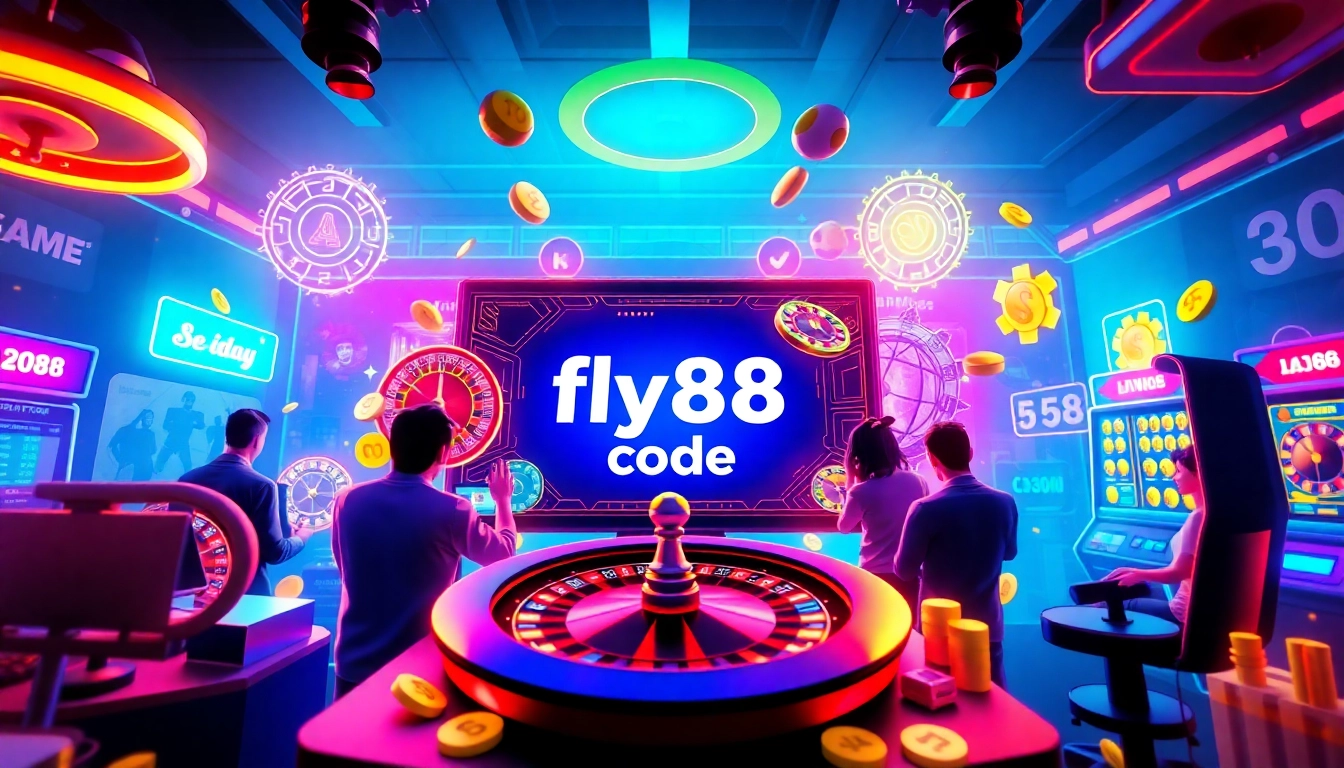 Exciting scene featuring the fly88 code with online gaming elements, showcasing a vibrant digital interface.