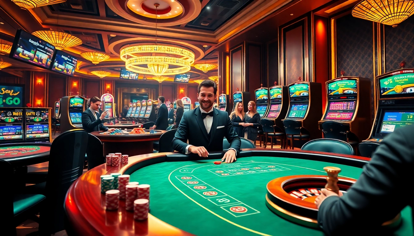 Engage with thrilling gambling action at https://tr88.bio/ featuring vibrant casino tables, roulette wheels, and slot machines.
