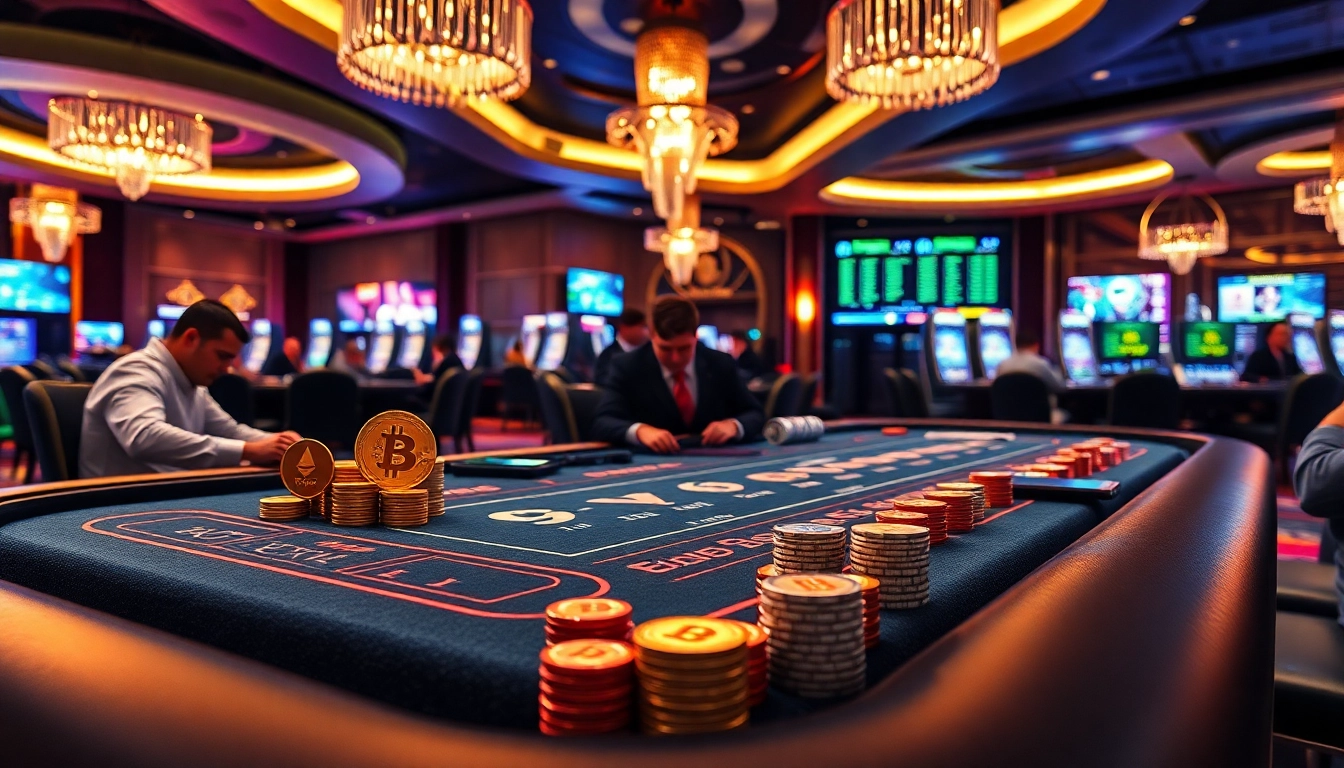 Les joueurs profitent de l'expérience unique du casino crypto avec des jetons numériques.